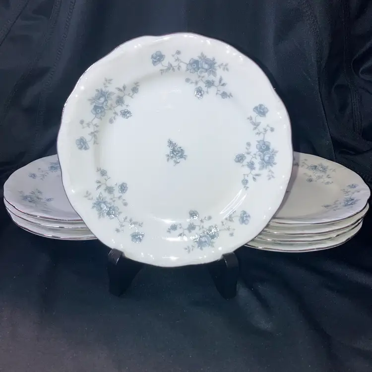 Set Of 8 Vintage Johann Haviland Blue Garland Dessert Bread Snack Plate 6.25”