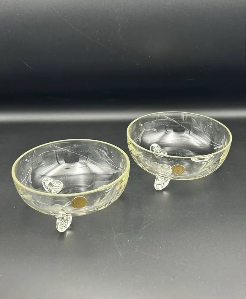 Vintage Etched Glass Candy/Nut Bowls