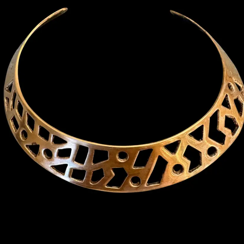 Vintage Artisan Brutalist Brass Collar Necklace