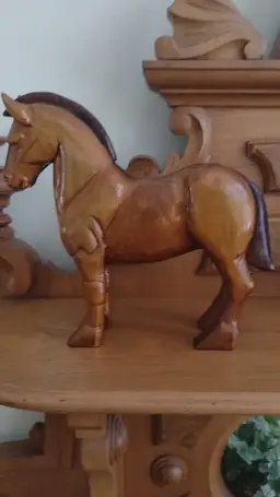 Hand Carved Wooden Horse - Vintage Horse Statue