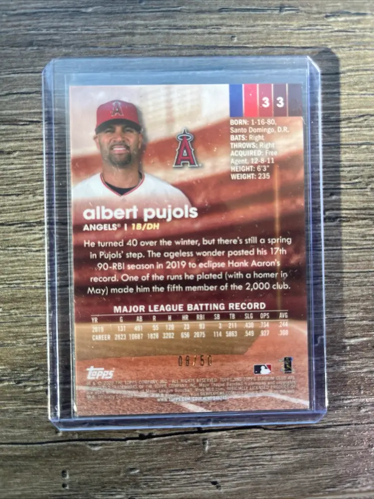 2022 Stadium Club Albert Pujols Orange /50
