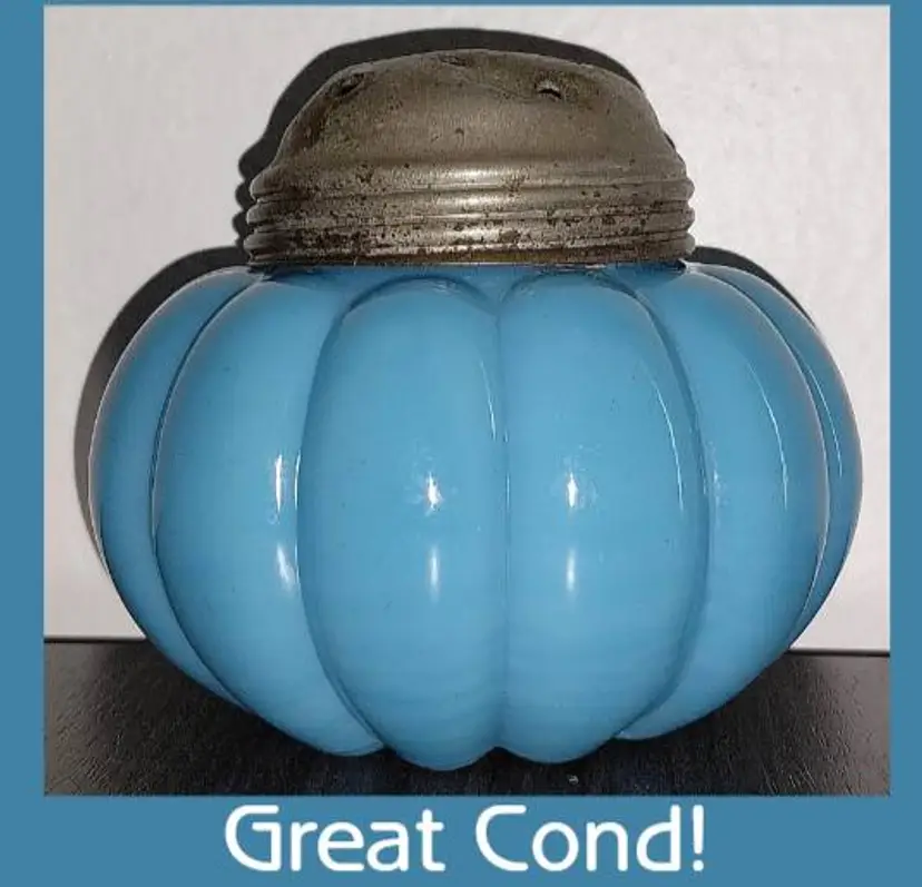 EAPG Blue Milk Glass/Opaline 'LITTLE SHRIMP' Sugar Shaker By Dithridge. SCARCE!