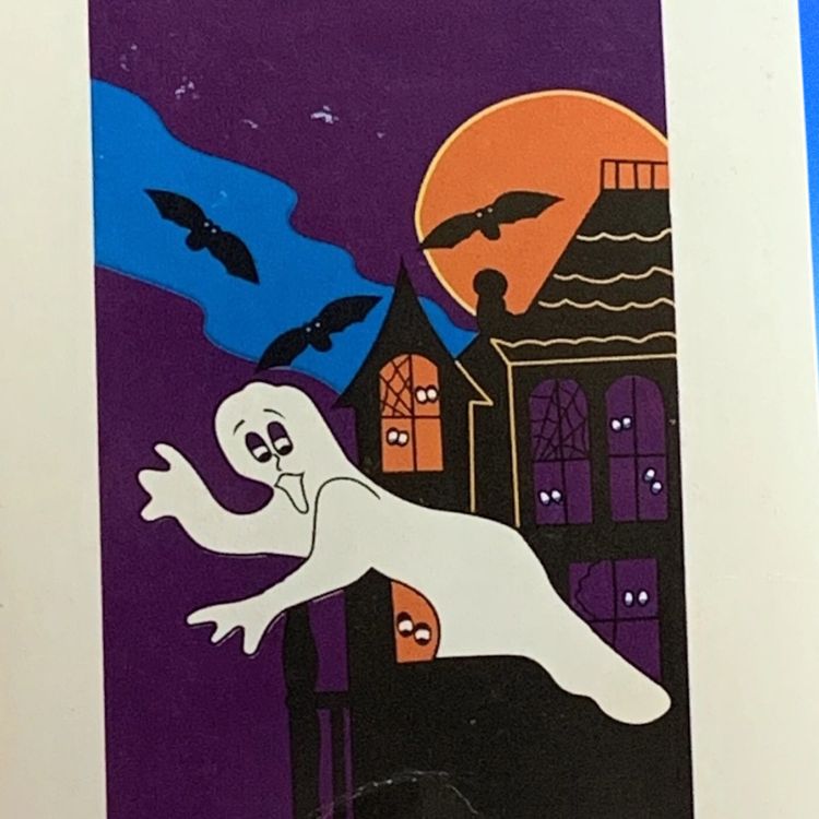 Vintage Halloween Large Nylon Flag Ghost Bats 28” X 40” Never Opened