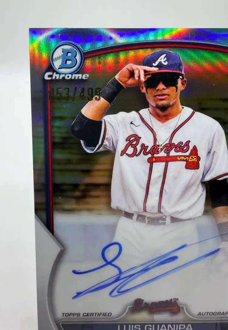 Luis Guanipa 2023 Bowman Chrome 1st Bowman Refractor Auto /499 Atlanta Braves