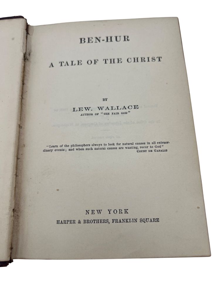 Ben-Hur A Tale Of The Christ By Lew Wallace Hardcover Antique 1880 Harper & Brothers