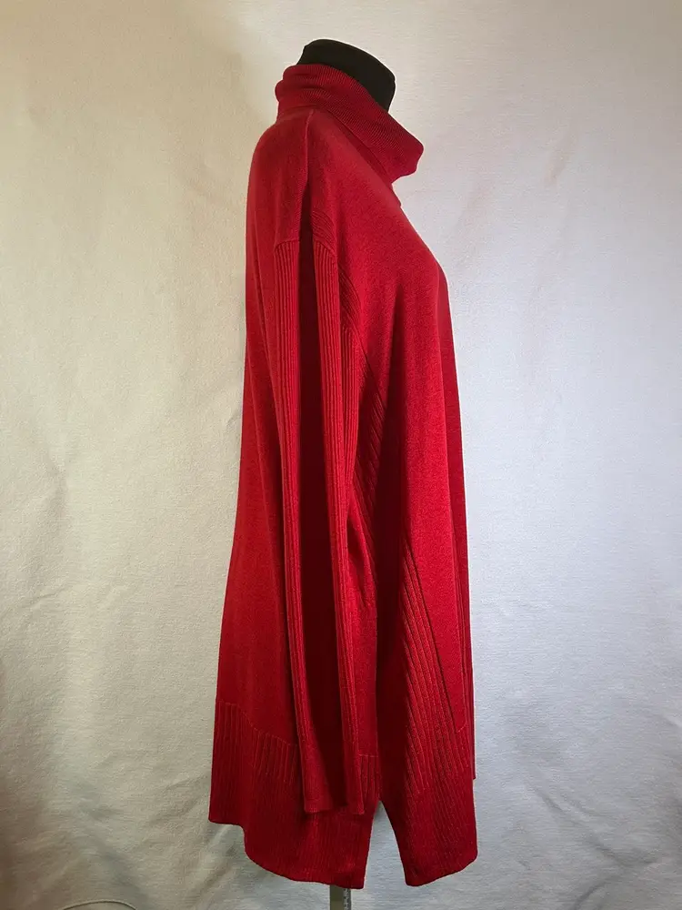 Apt. 9 Womens Ribbed Side Panel Turtleneck Sweater Red Size 2XL