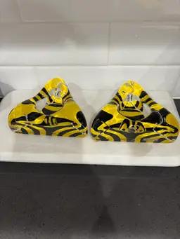 Black & Yellow Kosta Boda Votive Candle Holder Clear Glass Set Of 2