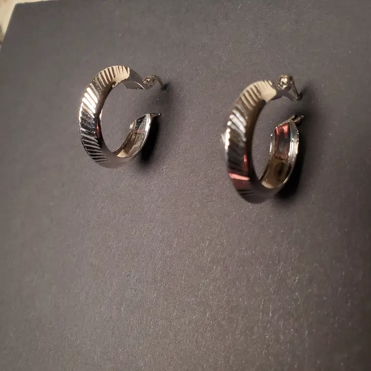 Sterling Silver 1" Hoop Pierced Earrings Made in Turkey