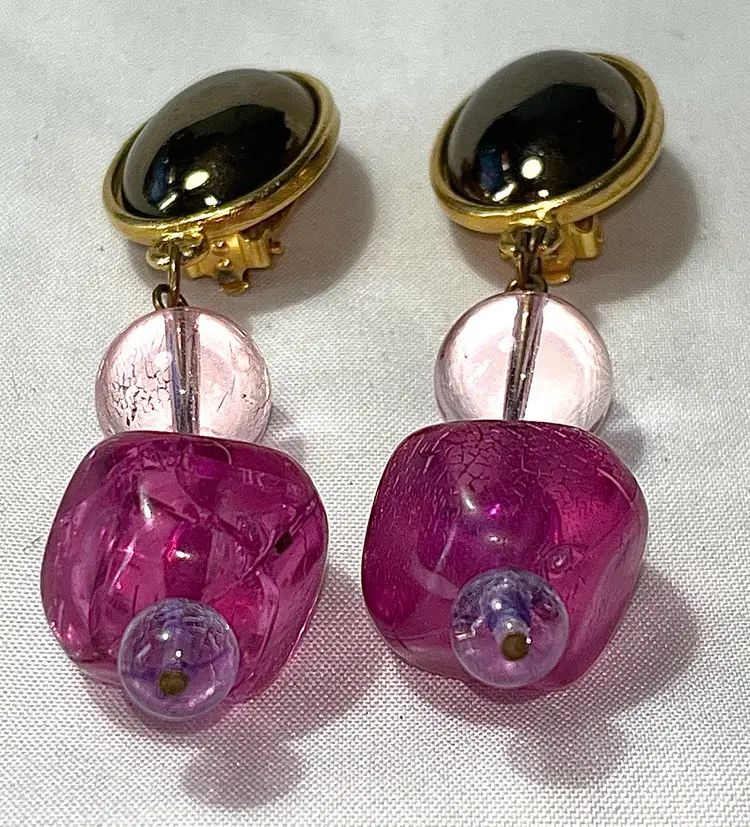 Vintage Clip On Dangle Earrings