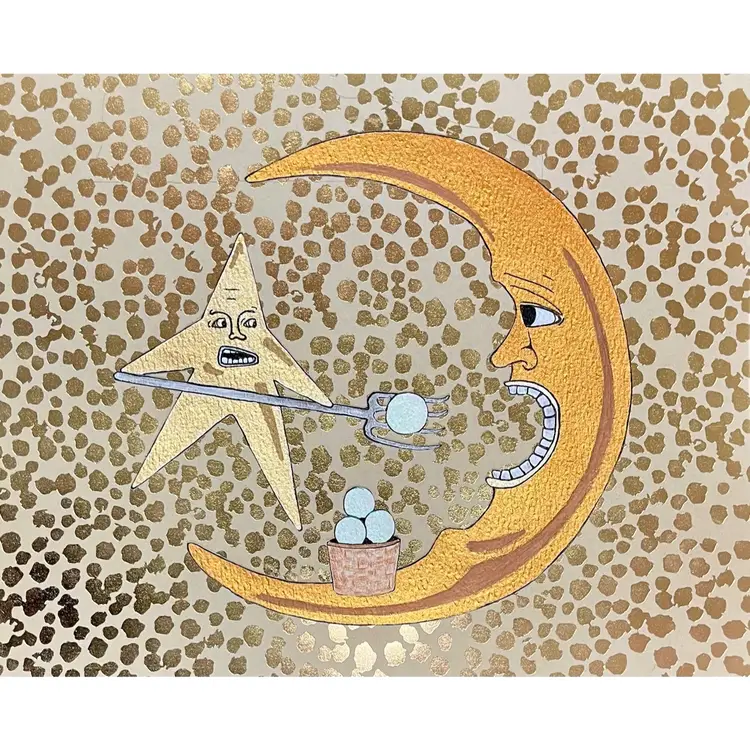 ORIGINAL ART “Moon Fuel” Brooch Inspired Artwork Made By Me - (Watercolor & Decorative Paper)