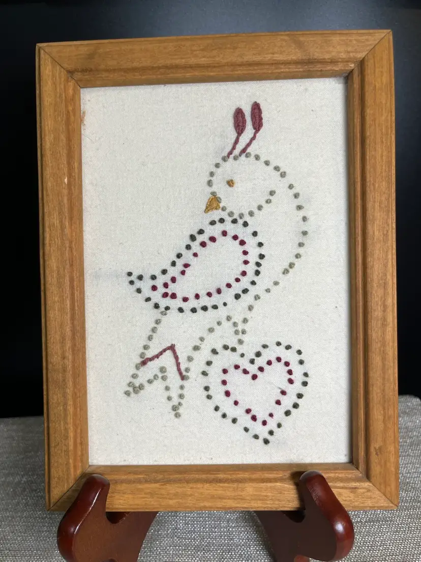 Hand Made Candle Wick Quail Picture in Frame