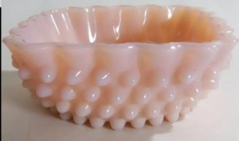 Vintage, Rare, Fenton Pink Hobnail Square Bowl