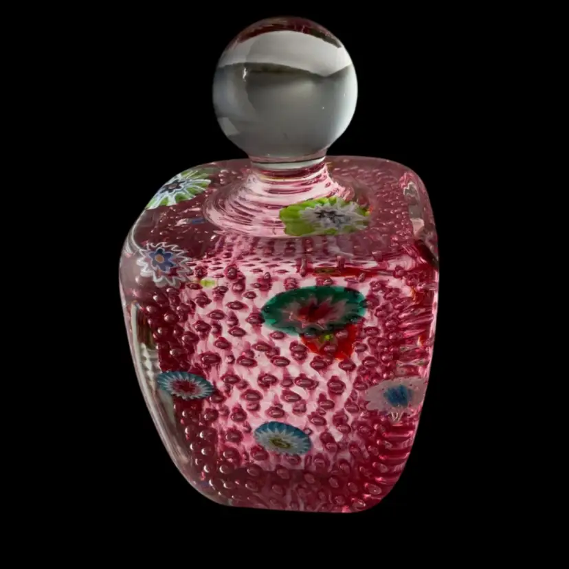 #04 Murano Fratelli Toso Bullicante Millefiori ‘perfume bottle’ Shaped 4.5” T X 2.5” W