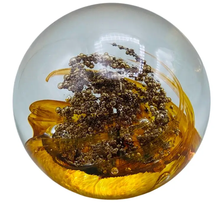 Selkirk Glass Paperweight Goldstream Signed Numbered 193 Limited Edition COA