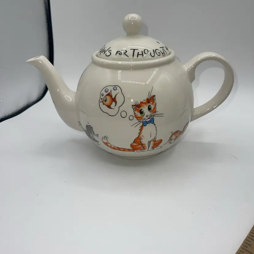 Arthur Wood Cat Teapot Paws For Thought8.5” X 5.5”