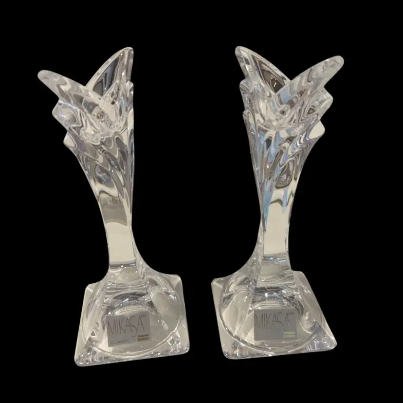 41. Mikasa Leaded Crystal Candle Stick Holder Deco Pattern