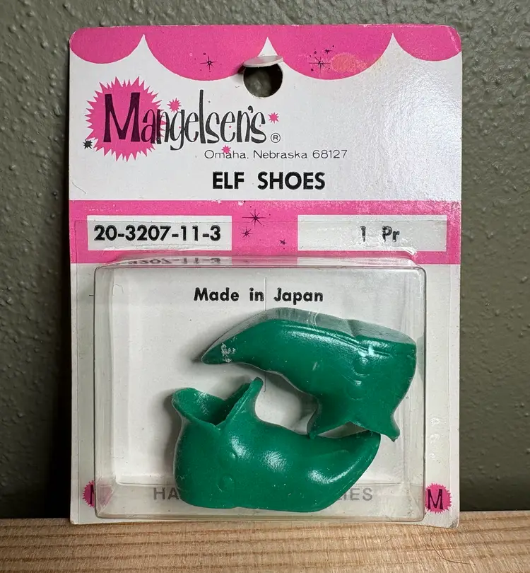 Vintage Mangelsen’s Elf Shoes 1 Pair Green 1.5” Crafting