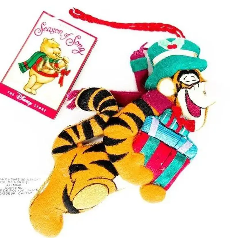 Pooh’s Seasons of Greetings The Disney Store Fabric Tigger Christmas Ornament