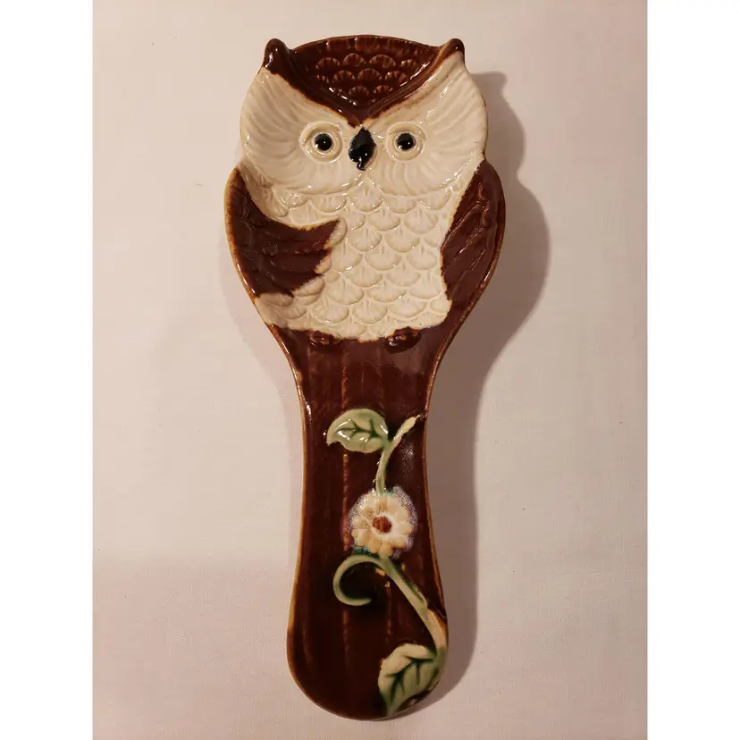 Owl Stoneware Spoon Rest Cracker Barrel