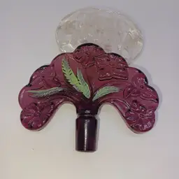 Vintage Fenton Cranberry Glass Perfume Stopper Hand Painted