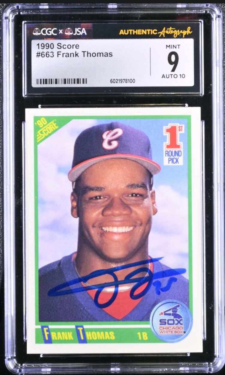 1990 Score Baseball #663 Frank Thomas Rookie Autograph JSA CGC 9 Mint  AUTO 10