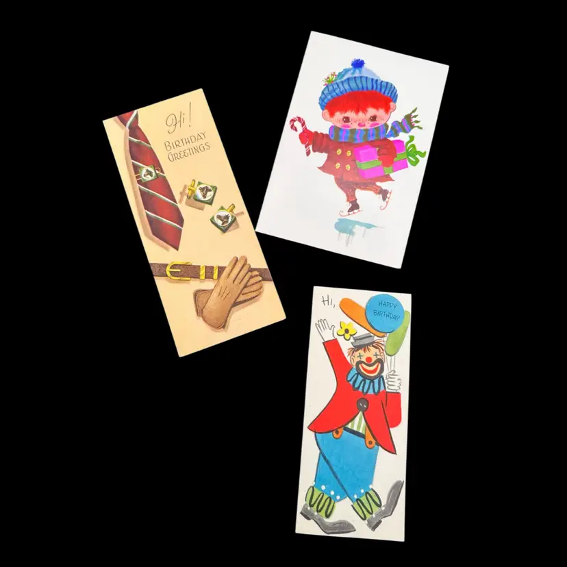 Lot Of Vintage Greeting Cards, 3pc Lot, Used