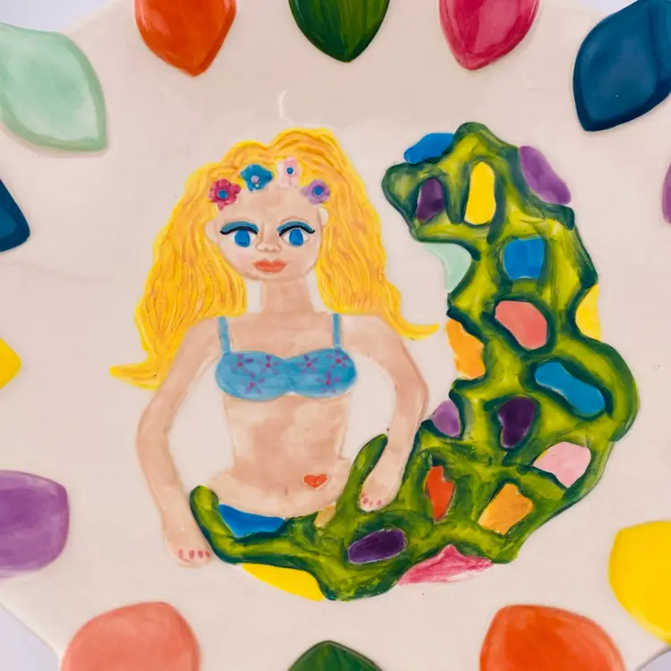 Vintage Mermaid Bowl Coastal Beach Whimsy Shannon Smith 2001