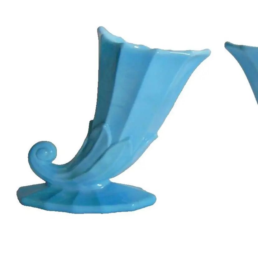 Vintage, RARE, Westmoreland Blue Milk Glass LOTUS Cornucopia Vase, 2 AVAIL! Price is for ONE.