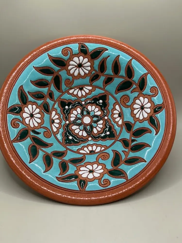 Savas Rhodes Signed and Hand Painted Terra Cotta Trinket Bowl