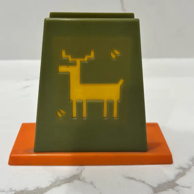 Vintage Orange Green Yellow Plastic Napkin Or Letter Holder By St. Labre Indian School -READ