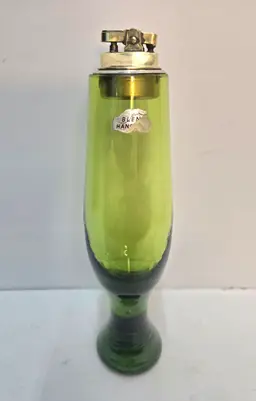 Vtg 1969 Blenko Tabletop Lighter Hand Blown Art Glass Olive Green . Model #644.