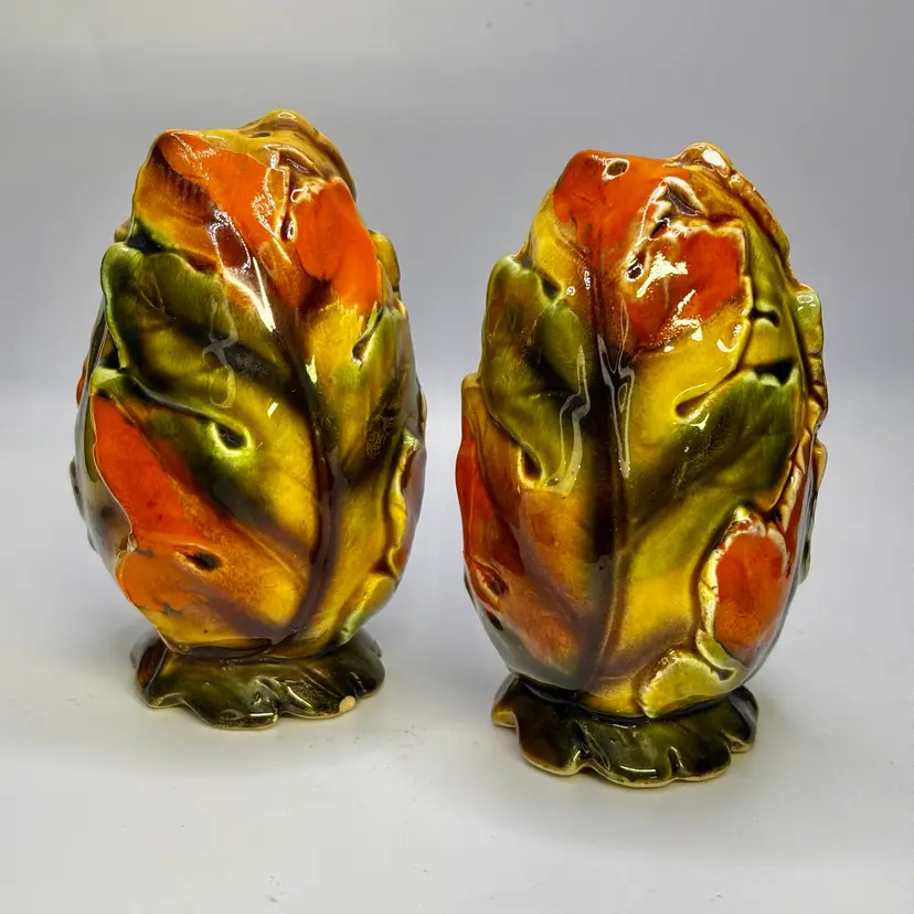 Japan Fall Automnal Oak Leaf Salt & Pepper Shakers 4.5”