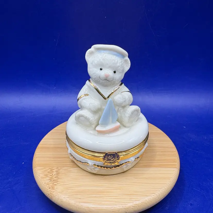 Lenox Treasures “Anchors Aweigh” Teddy Bear Trinket Box