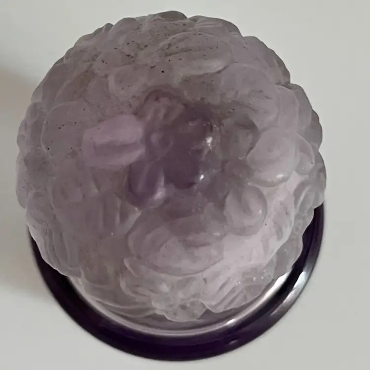 Hand Blown-Czechoslovakian- Amethyst Glass Perfume Bottle with Floral Stopper – 3.5” Tall