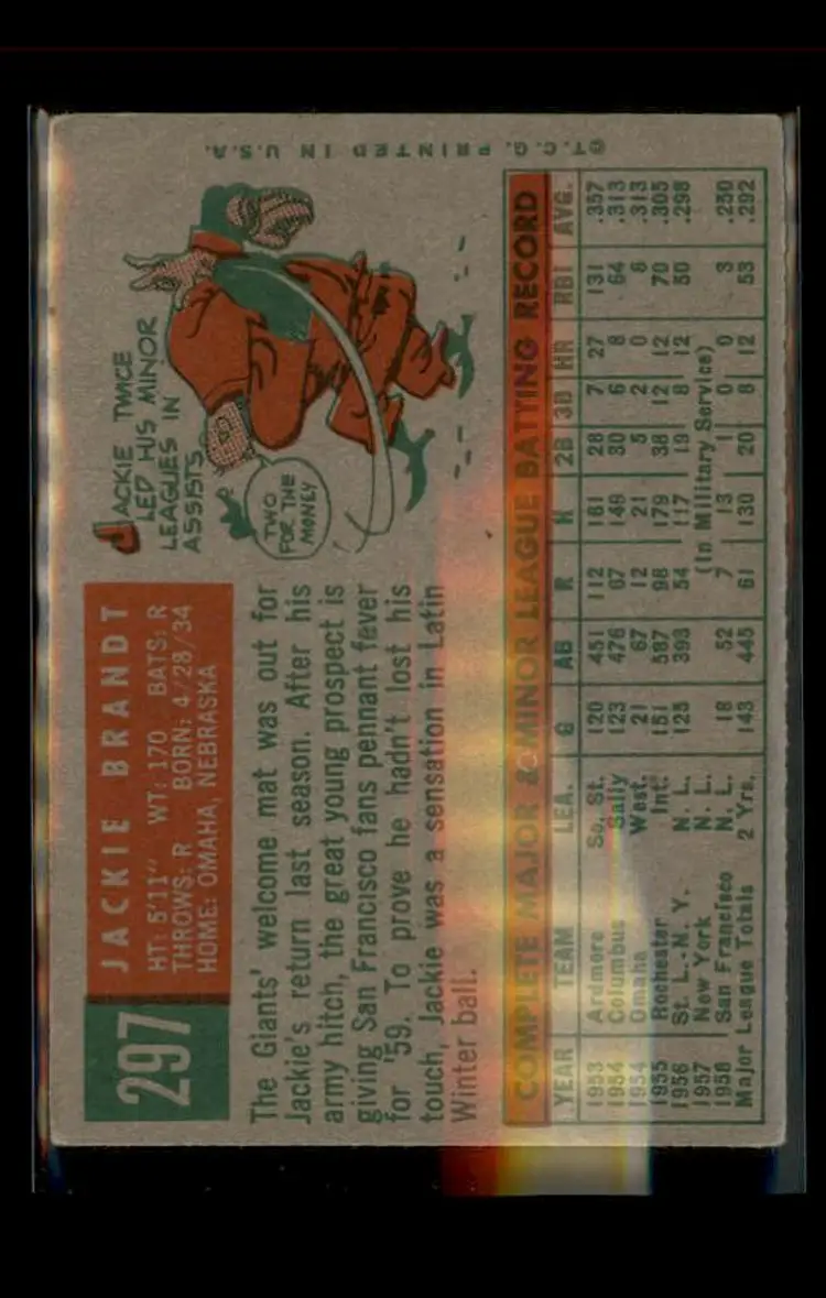 1959 Topps #297 Jackie Brandt - (pk4) - San Francisco Giants