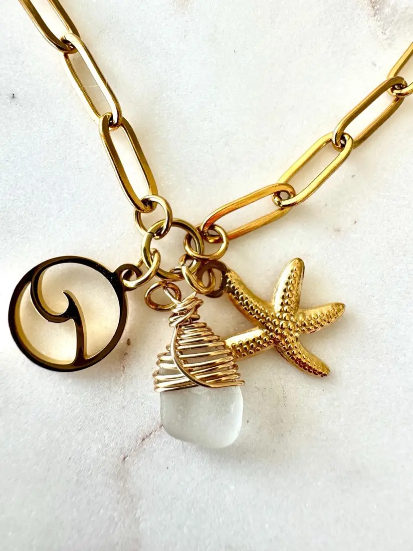 Gold Beach Charms Necklace # 164