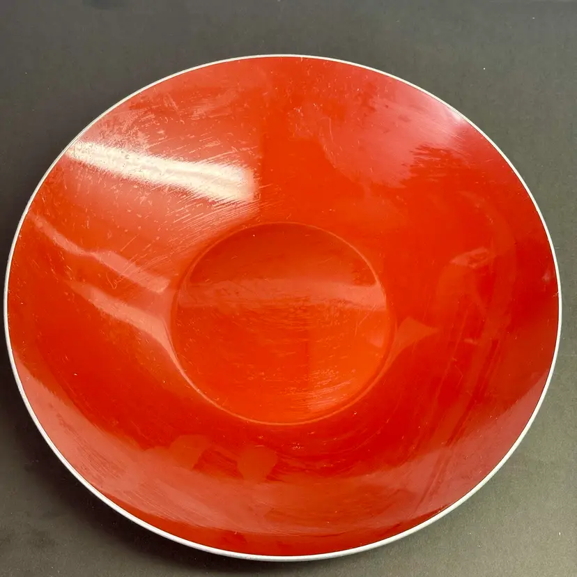 Solid Red Enamel Console Bowl 10.25”