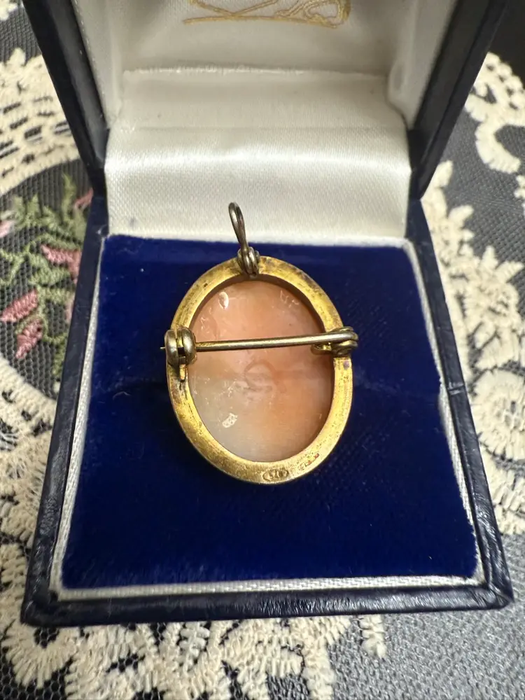 Gold Over 925  Silver And Shell Cameo, Pendant, Or Brooch