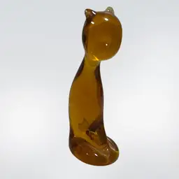 01. Vintage Pilgrim AMBER CAT KITTEN Glass Blown Figurine 4” Tall MCM