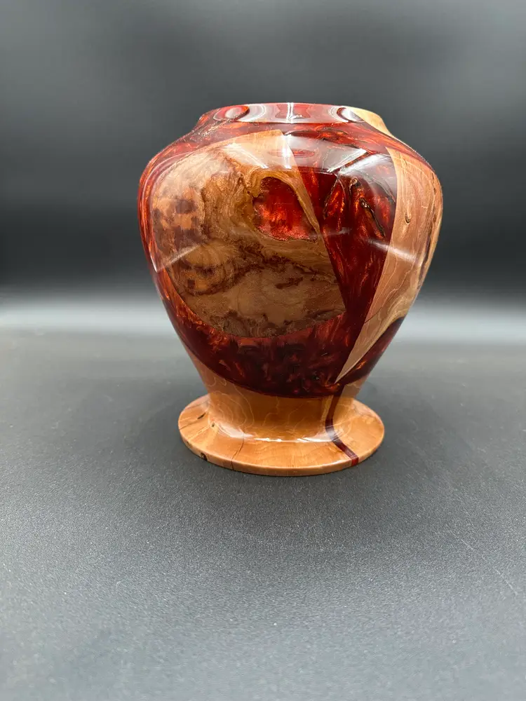Maple Burl & Pine Cones with Red Epoxy - #2545