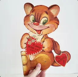 Vintage Valentine Oversized Mechanical Cat Card