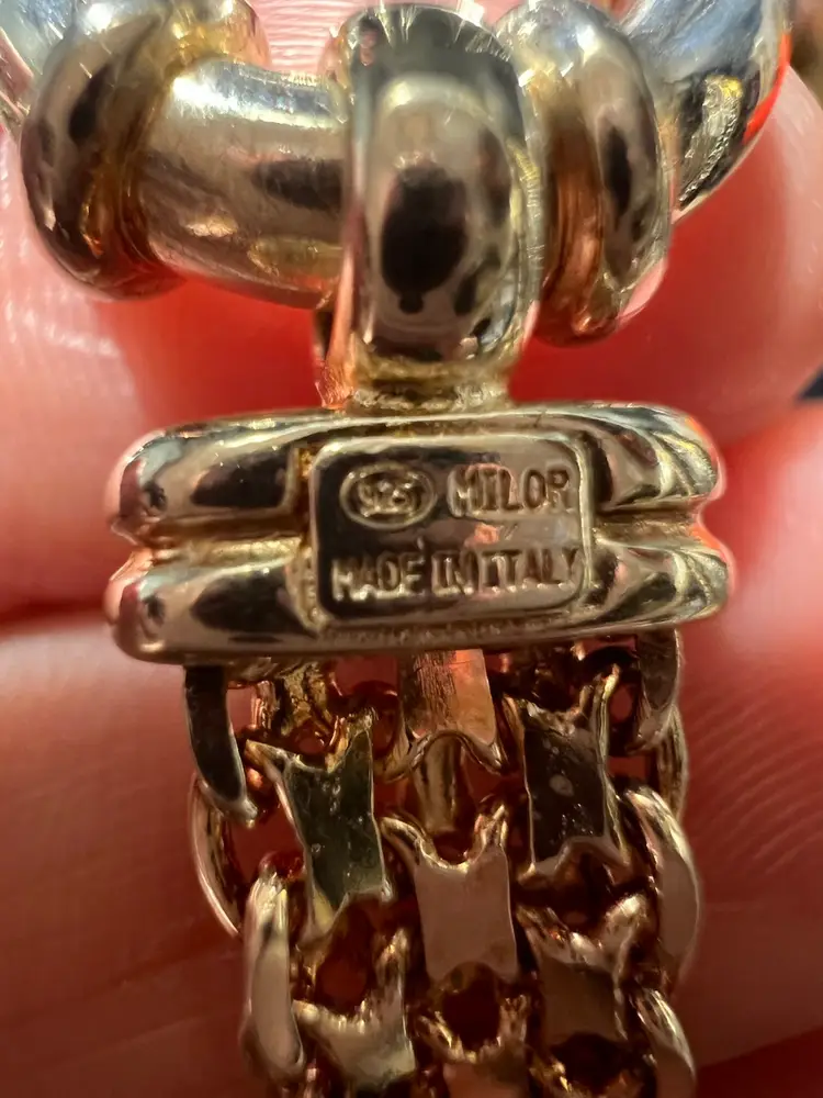 16” Sterling Multi-row Woven Rose Gold Tone Marked Italy 925