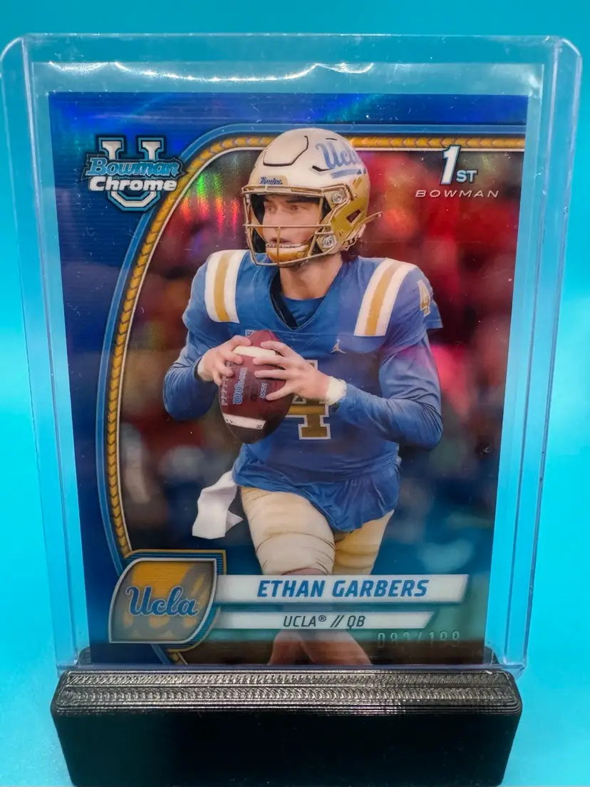 Ethan Garbers 1st Bowman Chrome U Blue Refractor /199 UCLA Bruins