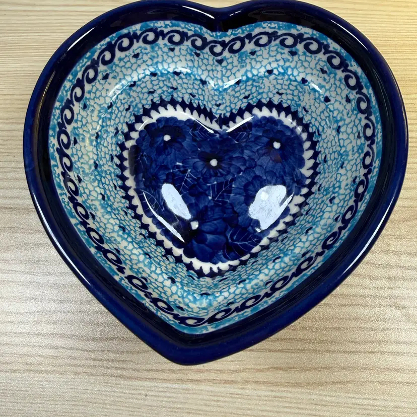 Polish Pottery Heart Shaped Bowl
