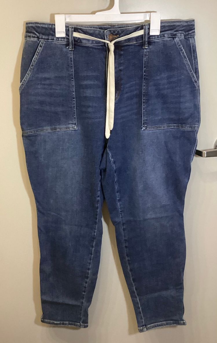 Judy Blue Jogger Jeans Womens 20W Blue Denim Drawstring Waist Stretch Pockets