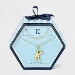 A New Day Layered Initial “K” Necklace 14K Gold Dipped Cubic Zirconia 16/18" NWT