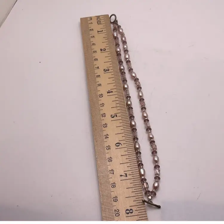 2-Strand Swarovski Crystal & Pearl Bracelet with Toggle Artisan Made 7.5”