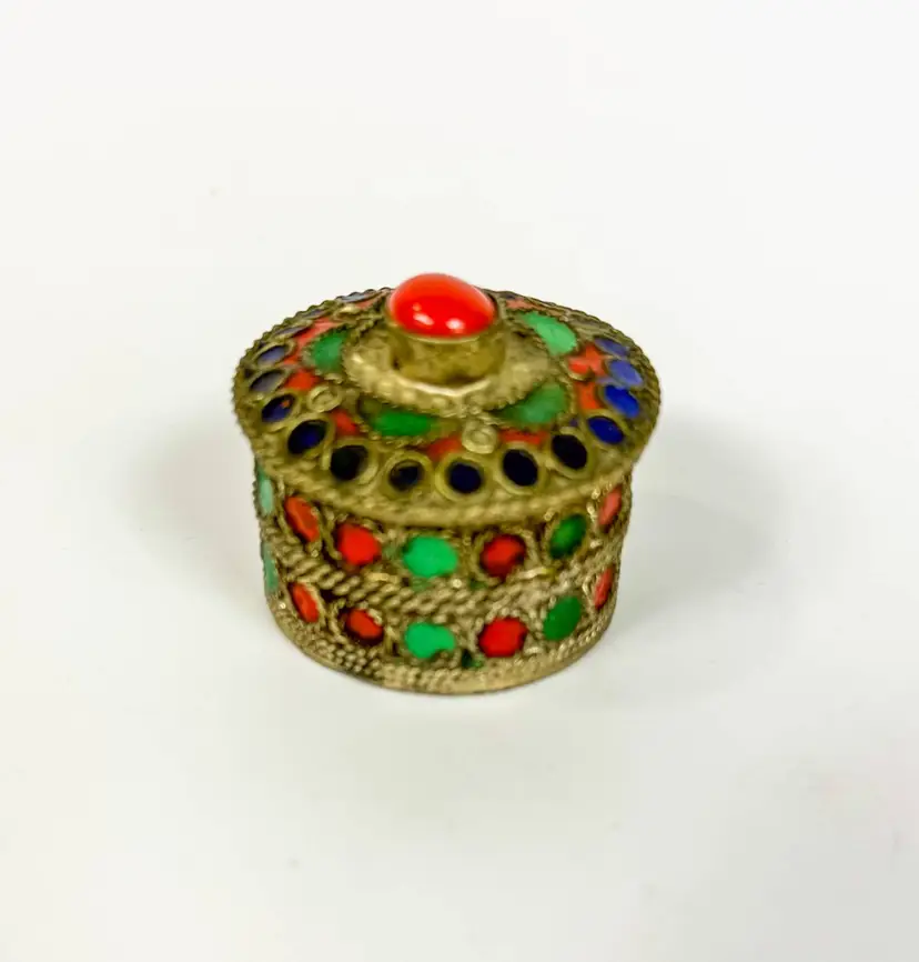 Kabyle Berber Enamel Metal Trinket Box