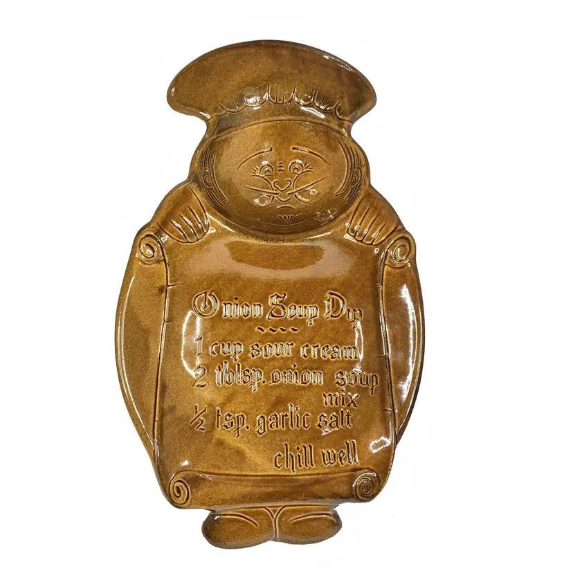 California Pottery Chip Dip Recipe Tray Onion Soup Platter Chef Drip Glaze MCM