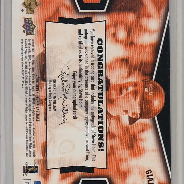 Steve Holm - 2008 Upper Deck X - UDX Signatures #SH - San Francisco Giants